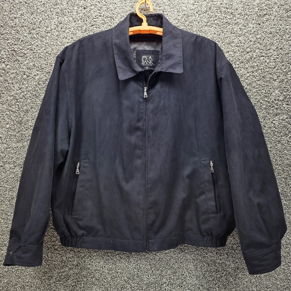 Jos‎ A Bank Jacket Mens XXL Black Bomber Wool Blend Plaid Removable Liner